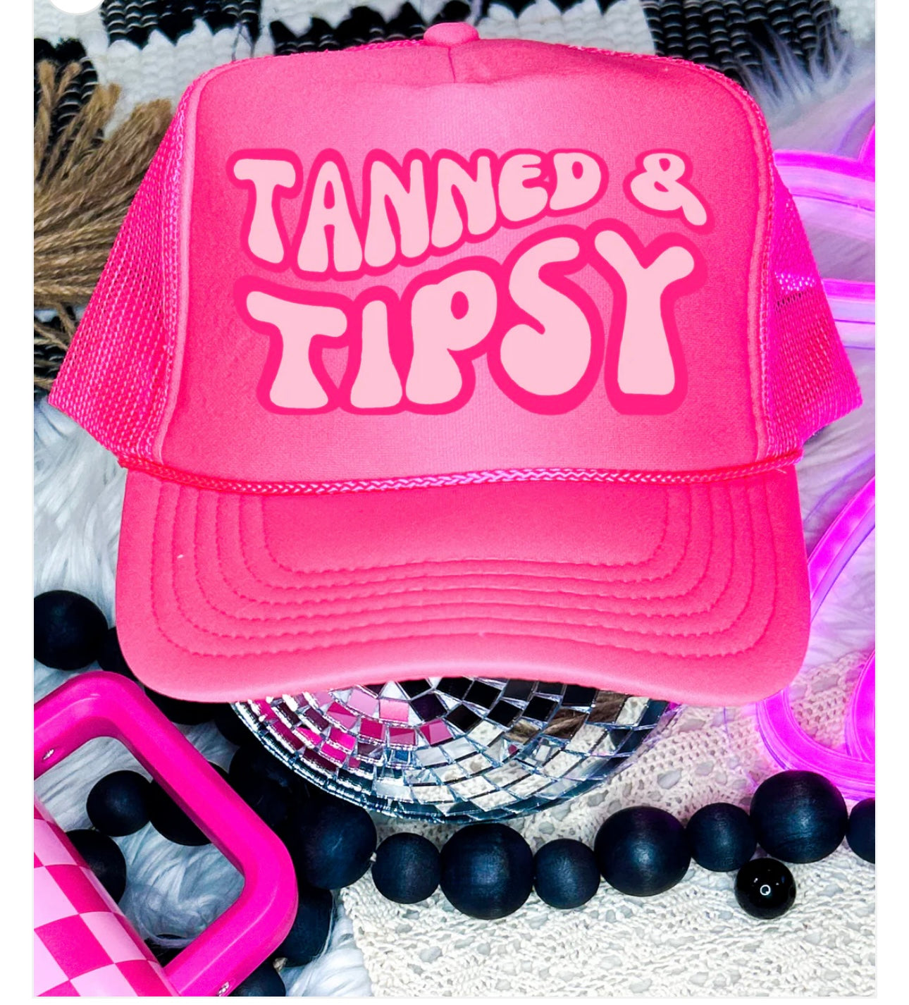 Tanned and tipsy trucker hat